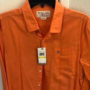 Penguin long sleeve button down NWT fusion coral M